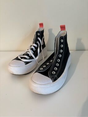 Women’s Black High-Top Canvas Sneakers with White Sole